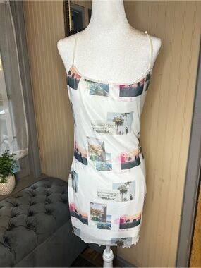 NWT Princess Polly Picture Perfect Mesh Mini Dress White Photo Print US 10